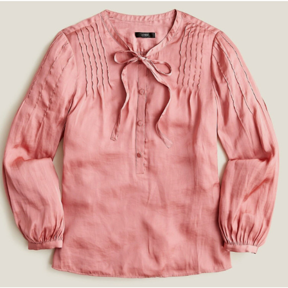 J. Crew Tops - NWT J. Crew Women's Featherweight satin tie-neck top XS Bd798 ($98)